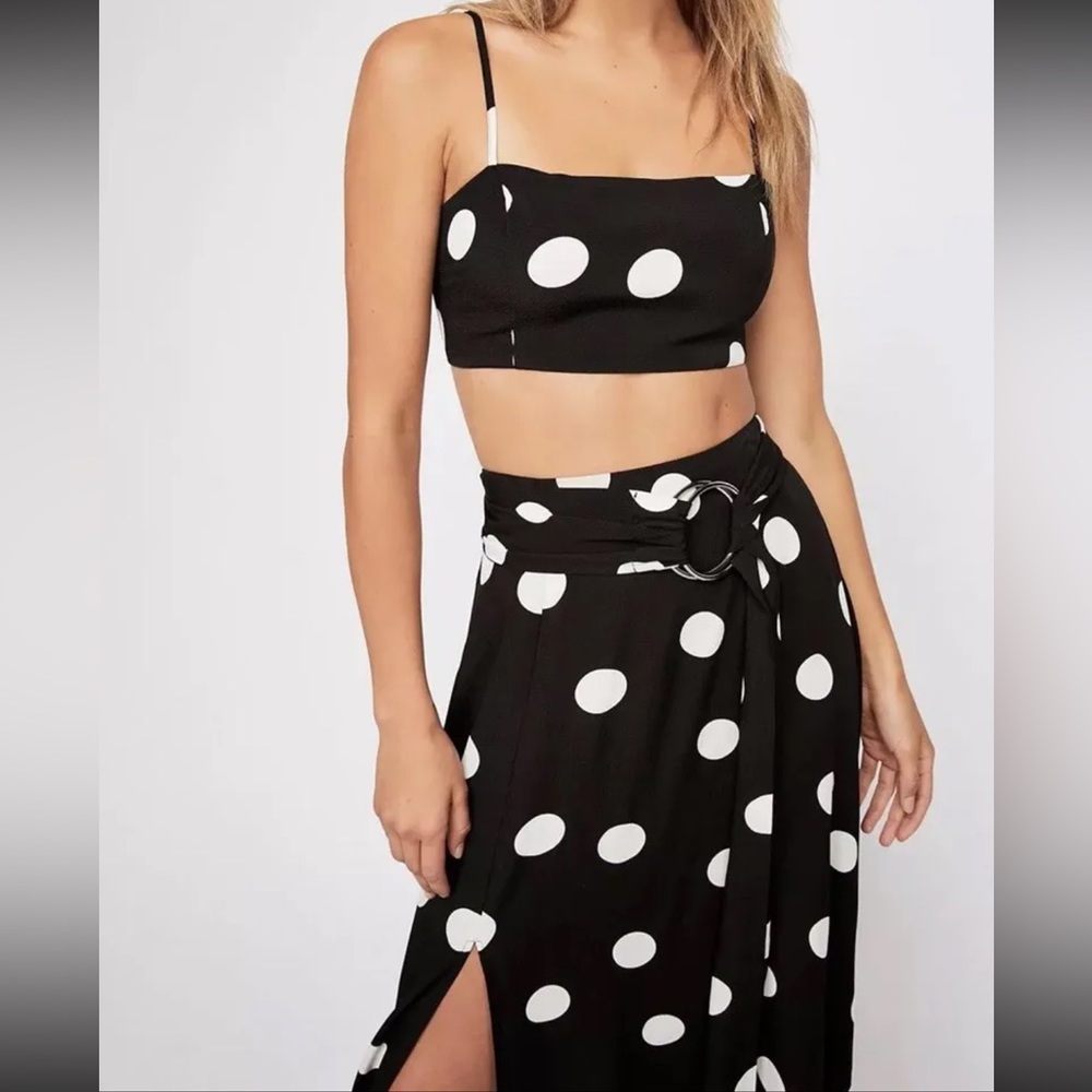 Free People Coco Cabana Set Crop Top & Skirt Polka Dot size 0